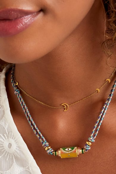 collier en acier inoxydable lune couleur or h5 Image3